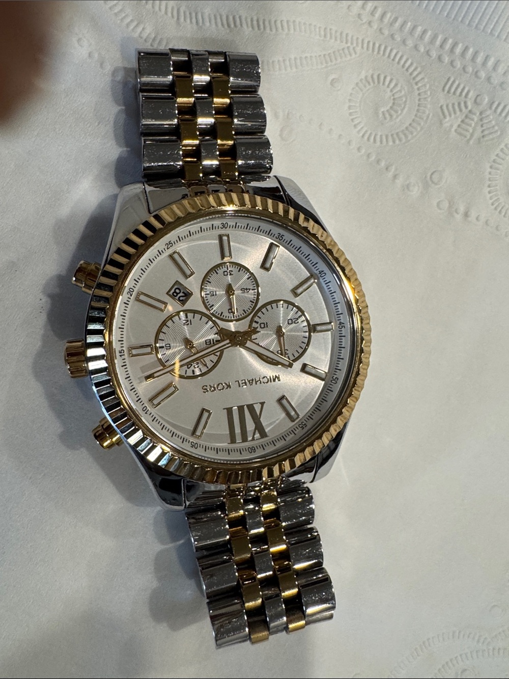 Michael Kors Two-Tone Silver and Gold Chronograph Bracelet Watch